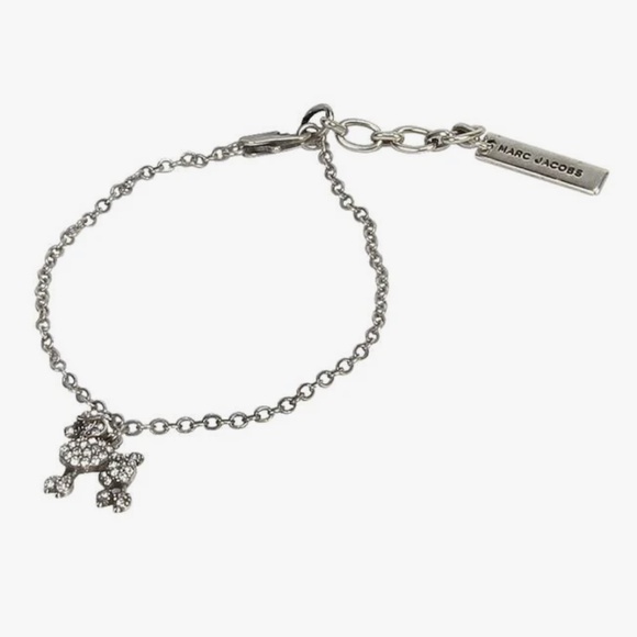Marc Jacobs Pave Crystal French Poodle Silver Charm Bracelet - Picture 1 of 6
